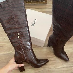 Long brown snake skin JUST FAB boots
